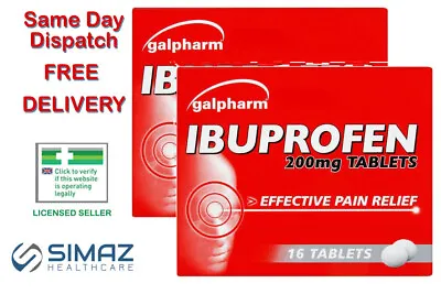 IBUPROFE 16 200MG TABLETS PAIN RELIEF Migraine Period Tooth Cold Flu Max 2 • £3.85