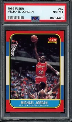 1986 Fleer #57 Michael Jordan Rookie PSA 8 Chicago Bulls HOF Basketball Card • $7123.23