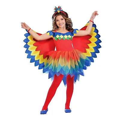 Kids Girls Rainbow Pretty Parrot Fairy Bird Animal Wild Fancy Dress Book Costume • £18.04