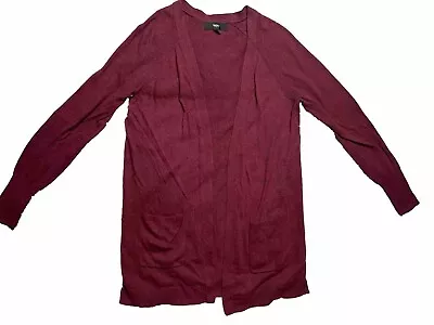 Mossimo Womens Open Front Cardigan Knit Sweater Maroon Size Medium Pockets Soft • $8