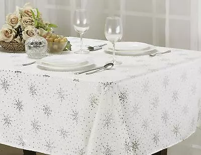 Holiday Tablecloth Fabric Table Decor Twinkle Christmas 4 Size Gold Silver • $19.99