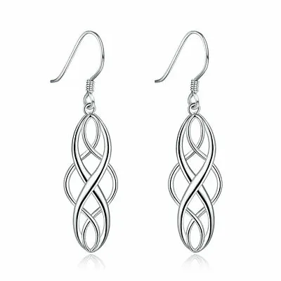 $8.99 • Buy Womens 925 Sterling Silver Infinity Teardrop Drop Dangle Hook Earrings #EA354
