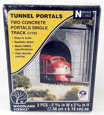 N Scale Two Concrete Tunnel Portals Single Track - Woodland Scenics #C1152 • $11