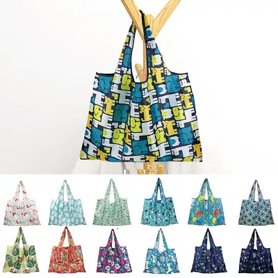 Reusable Foldable Ladies Shopping Bag Eco Tote Handbag Fold Away Bag Large Multi • £3.39