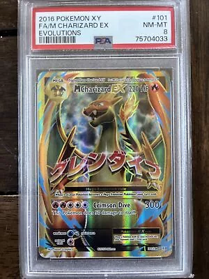 PSA 8 NM Full Art M Mega Charizard EX 2016 Pokemon XY Evolutions 101/108 • $25