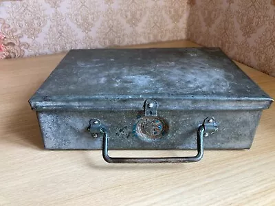 Vintage Antique Document Box Metal Cash Box Home Decor Storage Handle • $40