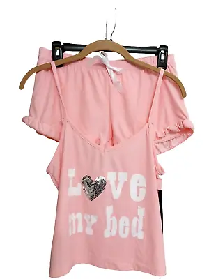 NWT Not A Morning Person Nightie Pajama Set Pink I Love My Bed Sleepwear Size M • $21.58