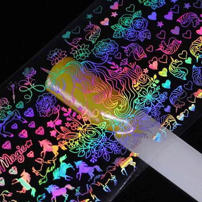 UNICORN Nail Foil / Silver Holographic Transfer Stickers / Nail Art Decor • £1.90