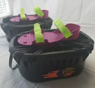 1989 Moon Shoes Black Lime Green Purple Rubberbands Hart Enterprises Vintage • $20