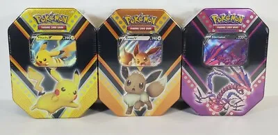 $59.95 • Buy Pokemon Trading Card Game TCG V Powers 3 Tin Box Pikachu Eevee Eternatus Booster