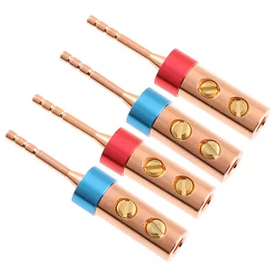 4pcs Red Copper 2mm Pin Banana Plugs For Audio Speaker Wire Screw Terminal • $9.12