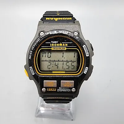 Vintage Timex Iroman Triathlon Watch Women Black Digital Alarm Chrono New Batt • $25.59