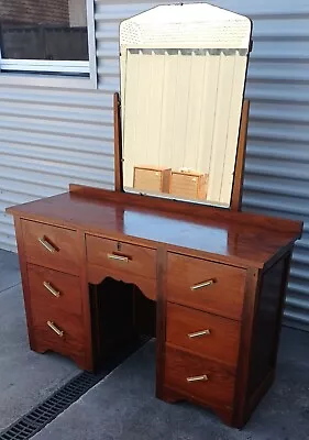 Dresser Large Adjustable Mirror 7 Drawers Bakelite Handles Solid Timber Vintage • $50