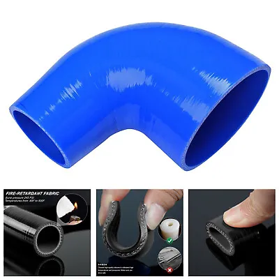 3  To 4  90 Degree Elbow Transition Reducer 76-102mm Silicone Hose Coupler Blue • $5.98