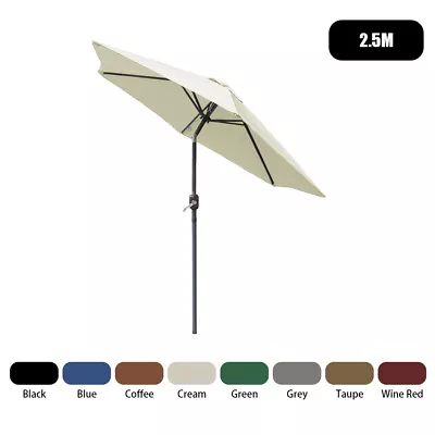 2.5/2.7/3M Round Garden Parasol LED Umbrella Tilt Crank Sun Shade Patio Fabric • £43.95