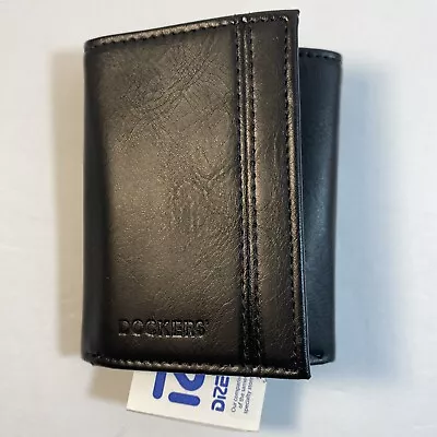 Dockers Men's Coated Leather Trifold Extra Capacity Wallet 10 Card Black [A47] • $14.20