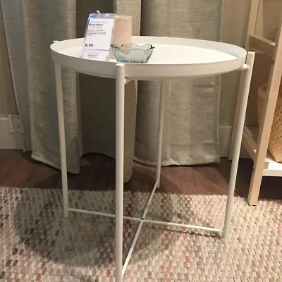 Ikea  GLADOM  WHITE Metal Table With Removable Tray  17 1/2 X 20 5/8   • $39.95