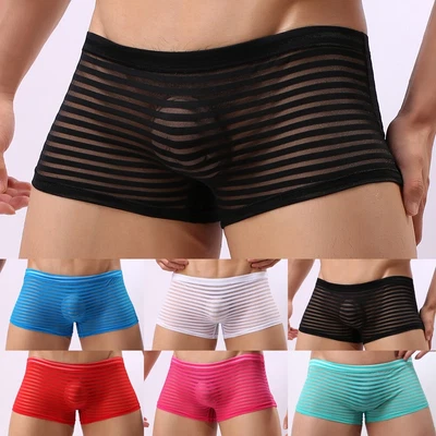 £7.40 • Buy Underwear Breathable Briefs See Through Shorts Striped Swimwear Trunks