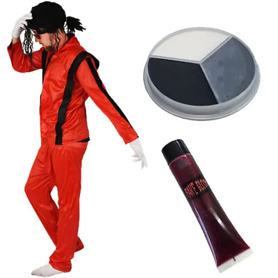 Mens Zombie Jacko Costume Pop King Halloween Fancy Dress Dead Popstar Suit  • £25.29