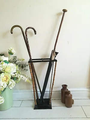 £275 • Buy Late Victorian Umbrella Stand Bamboo Brass Cast Iron 1890s Aesthetic Period