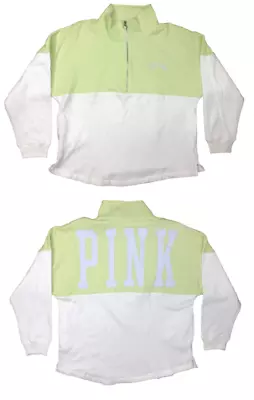 Victoria's Secret Pink Varsity Half Zip Crew Pullover Sweatshirt Large Nwt • $34.75