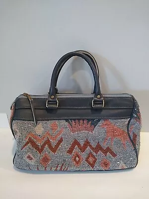 Vtg Carpetbags Of America Tapestry Fabric Leather Top Handle Purse Bag Western  • $29.99