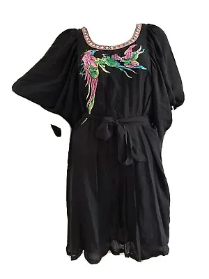 Matthew Williamson H&m Rare Black Silk Boho Rainbow Dress Uk 10 Us 6 Small New • $98.64