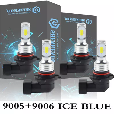 Combo 9005 9006 Ice Blue 8000K LED Headlight Kit Bulbs High Low Beam 4PCS • $26.10