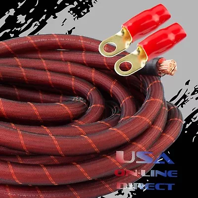 0 Gauge 10 Ft RED SNAKESKIN Power OFC Wire Strand Copper Marine Cable 1/0 AWG US • $56.50