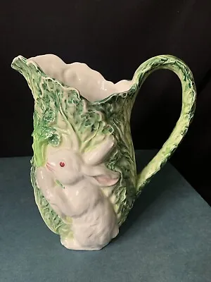 Rabbit Patch Pitcher Vegetable Patch Shafford  Vtg Easter Majolica Collectible • $31.50