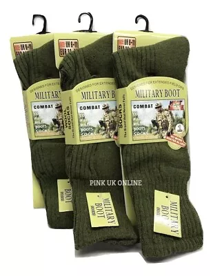 Men's Army Military Patrol Boot Socks Thermal Long Hiking Socks Heat Tog Cushion • £4.90