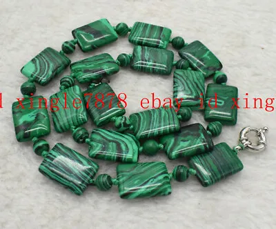 Natural 13x18mm Green Malachite Rectangle Gemstone Beads Necklace 20  AAA+ • $6.99