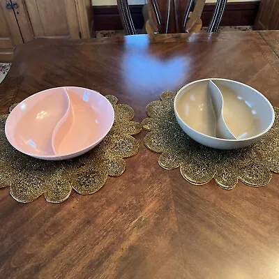 Set Of 2 Vintage Melmac Bowls Divided Pink Windsor 417-2 Brown Boonton Mounding • $25