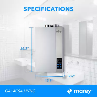 Marey 3.7 GPM CSA Certified Residential Natural Gas Tankless Water Heater • $425