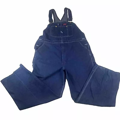 Dickies Overalls Mens 44 X  32 Bib Carpenter Blue Denim Farmer Work Engineer • $29