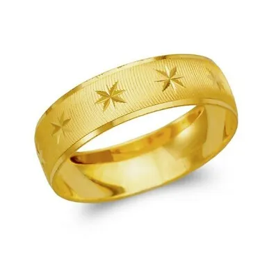 14K Yellow Solid Gold Band Ring Men's Women's Wedding Engagement 6mm Size 5-13 • $152.99