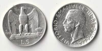 1929 Italy 5 Lire Silver Coin • $12