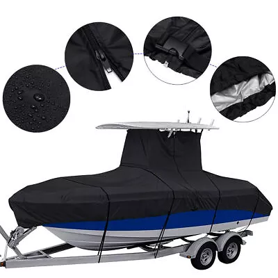 17-19FT Black Heavy Duty Center Console T-Top Roof Boat Cover Waterproof Storage • $84.99