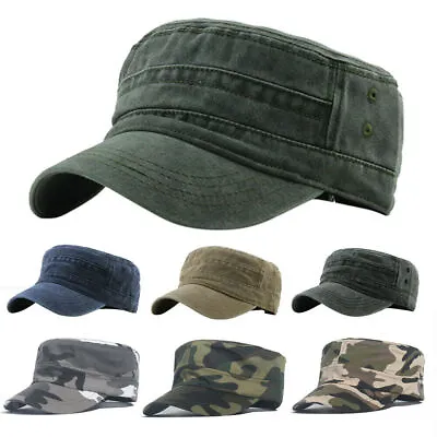 Men's Cap Army Hat Cadet Castro Military Patrol Baseball Summer Camo Camouflage • £4.79