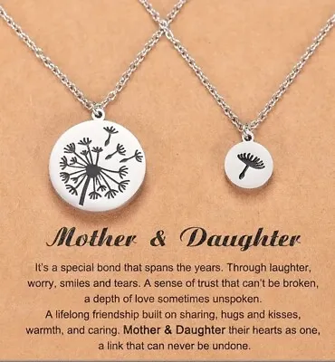 Mother Daughter Dandelion Necklace Set Of 2 Matching Trendy Meaningful Mom Gift • $9.95