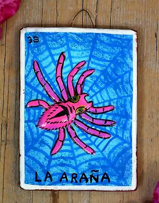 Sm Sz Loteria #33 La Arana Spider Clay Hand Painted Tonala Mexican Game Folk Art • $29