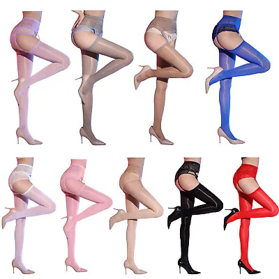 Womens Pantyhose With Garter Stretchy Tights Nylon Thigh High Stockings Glossy • $7.19