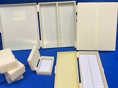 Microscope Slide Case's MIXED LOT -  Used Box Slides Storage Transport • $14.99