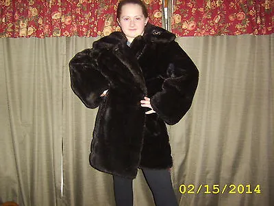 Vintage Tissavel Faux Fur Coat  Country Pacer  Imported From FRANCE Size 12  • $57