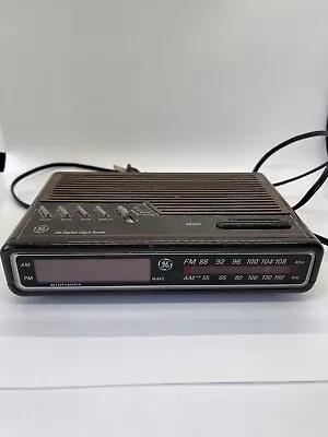 Vintage GE Digital Clock Radio 7-4612A AM FM Alarm Woodgrain Tested Works • $23.99