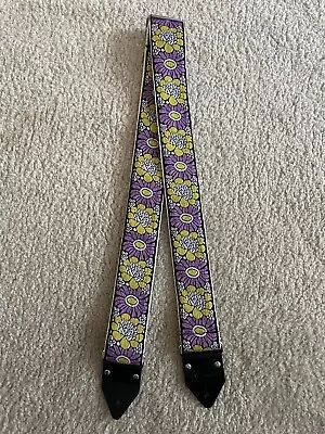 Vintage Jacquard Adjustable Guitar Strap￼ Purple Yellow Flower • $49