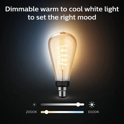$34.88 • Buy Philips Hue White Ambiance B22 ST72 Vintage Filament Smart Bulb 550 Lumen | NEW