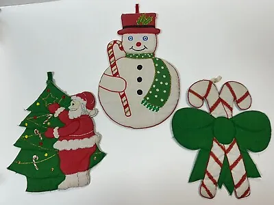 Vtg 3 Pc Christmas Hanging Pad Pot Holders HSM HALLIE ST MARY Kitchen Decoration • $12.78