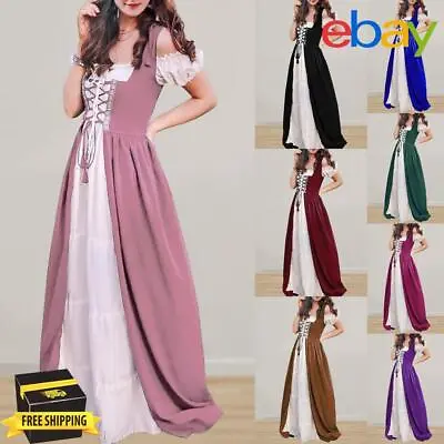 Women Irish Fairy Dresses Lace Up Vintage Long Dress Adult Party Cosplay Clothes • $30.46