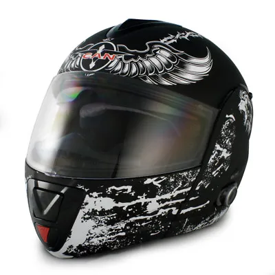 Vcan V210B Flat Black Crusader Bluetooth Full Face Street Motorcycle Bike Helmet • $151.99